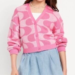 Old Navy Pink Patterned Kids Sweater